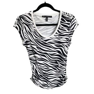 White House Black Market Zebra Stripe Scoop Neck Tee XS
